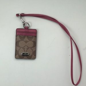 Coach Leather Lanyard with ID Card Holder